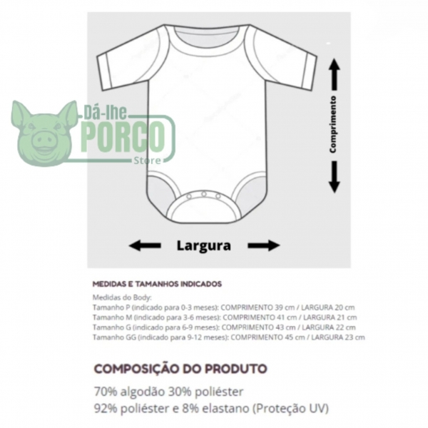 Body Bebê Palmeiras Curto Oficial