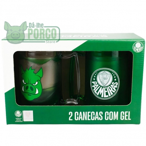 Jogo com 2 Canecas Gel Isolante Térmico 400ml - Palmeiras