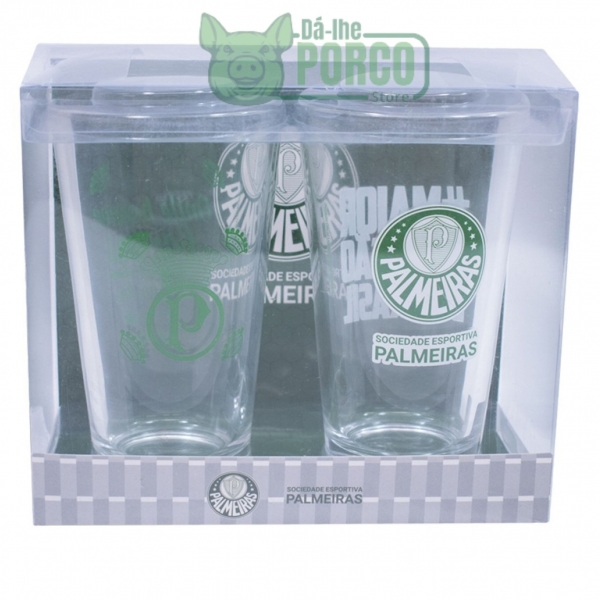 Jogo 2 Copos De Vidro 475ml Palmeiras