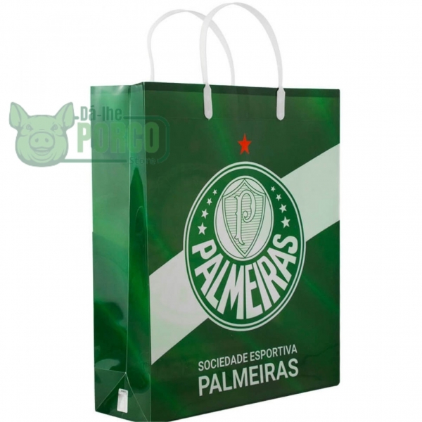Sacola De Presente Bandeira 33x9x27cm Palmeiras