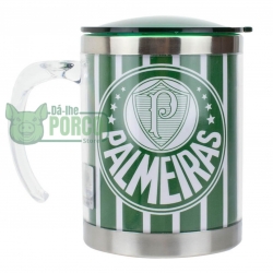 Caneca Térmica Listrada com Tampa 450ml - Palmeiras 