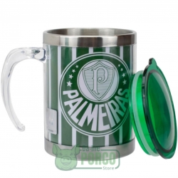 Caneca Térmica Listrada com Tampa 450ml - Palmeiras 