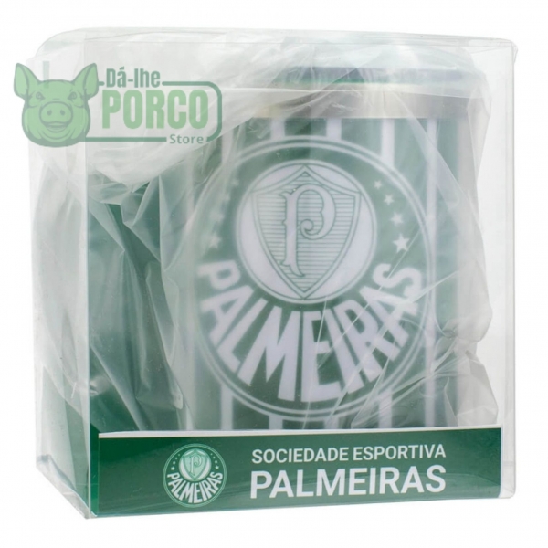 Caneca Térmica Listrada com Tampa 450ml - Palmeiras 