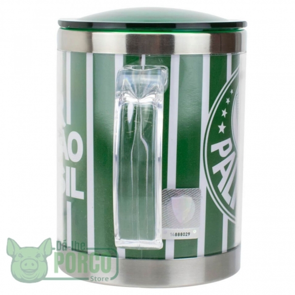 Caneca Térmica Listrada com Tampa 450ml - Palmeiras 