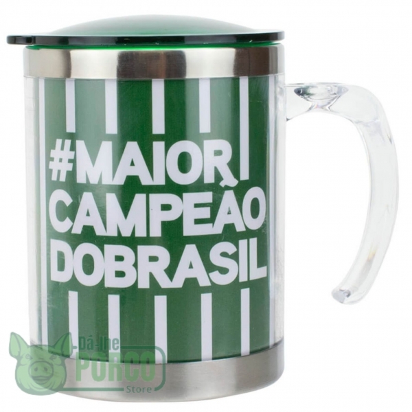 Caneca Térmica Listrada com Tampa 450ml - Palmeiras 