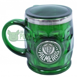 Caneca Térmica Verde Com Tampa 500ml (Escudo Metal) - Palmeiras