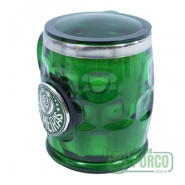 Caneca Térmica Verde Com Tampa 500ml (Escudo Metal) - Palmeiras