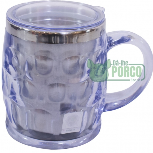Caneca Térmica Incolor Com Tampa 500ml (Escudo Adesivo) - Palmeiras