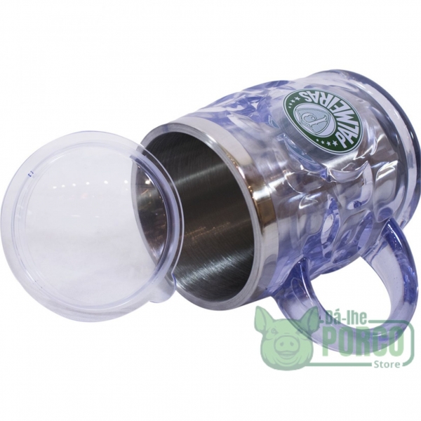 Caneca Térmica Incolor Com Tampa 500ml (Escudo Adesivo) - Palmeiras