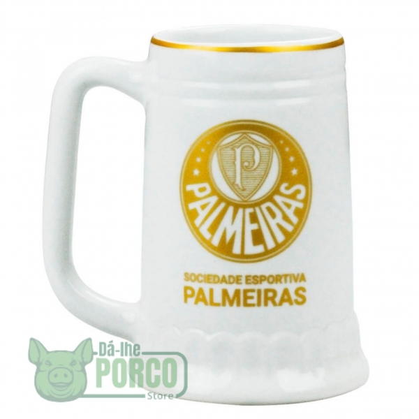 Caneca Branca Porcelana 500ml - Palmeiras