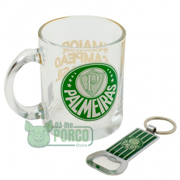 Caneca De Vidro Com Abridor De Garrafas 350ml - Palmeiras