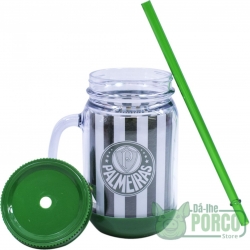 Caneca Com Tampa E Canudo 420ml - Palmeiras
