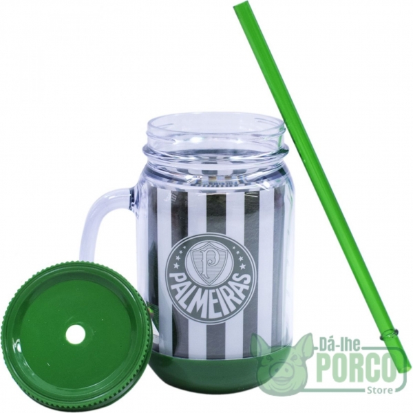Caneca Com Tampa E Canudo 420ml - Palmeiras