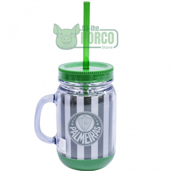 Caneca Com Tampa E Canudo 420ml - Palmeiras