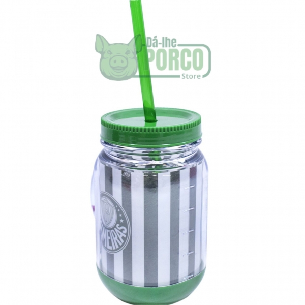 Caneca Com Tampa E Canudo 420ml - Palmeiras
