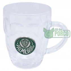 Caneca de Vidro com Brasão Metal 400ml - Palmeiras