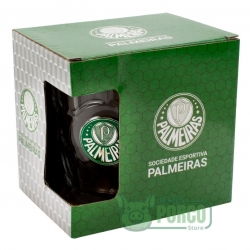 Caneca de Vidro com Brasão Metal 400ml - Palmeiras