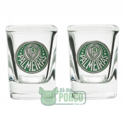 Jogo Com 2 Copos De Vidro Para Shot 70ml Palmeiras