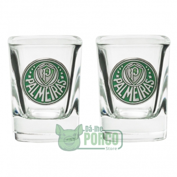 Jogo Com 2 Copos De Vidro Para Shot 70ml Palmeiras