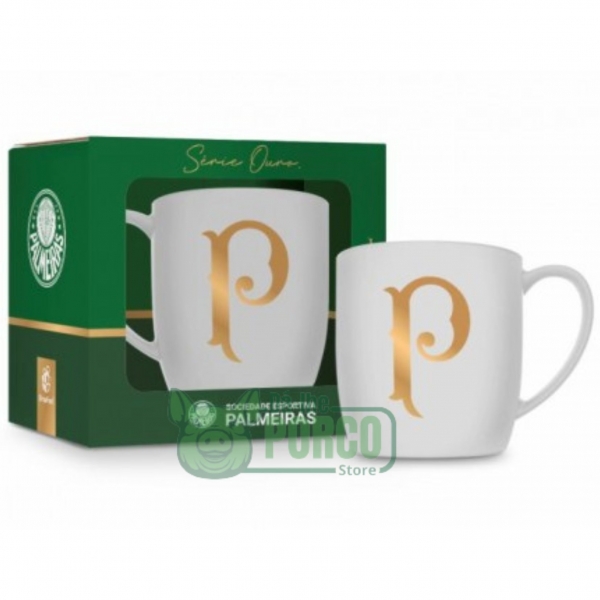 Caneca Porcelana 300 ml Urban Ouro Palmeiras