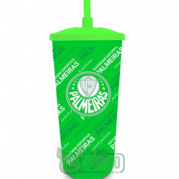 Copo Plástico com Canudo 500 ml Palmeiras