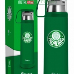 Garrafa Térmica 475 ml com Caneca - Palmeiras