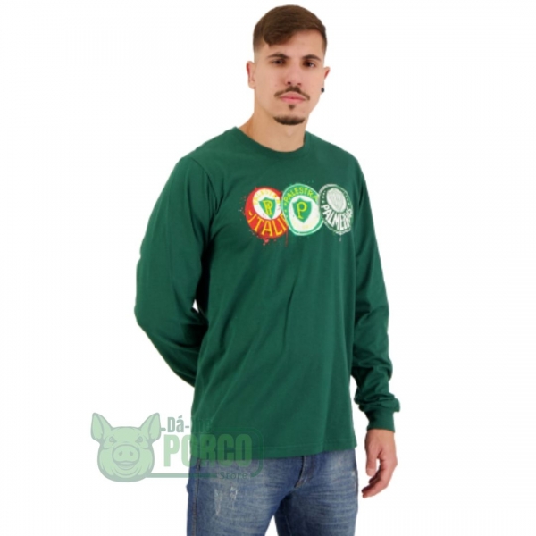 Camisa Manga Longa Evolução dos Escudos Masculina Palmeiras