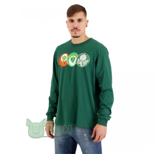 Camisa Manga Longa Evolução dos Escudos Masculina Palmeiras