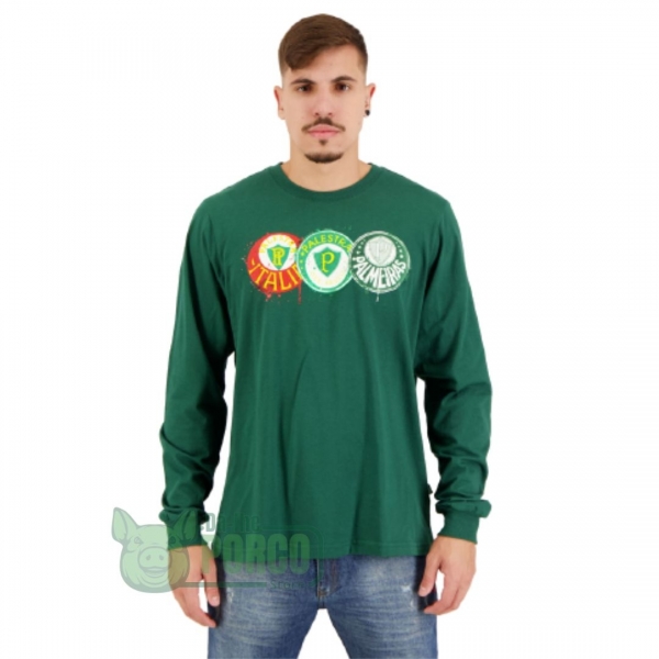 Camisa Manga Longa Evolução dos Escudos Masculina Palmeiras