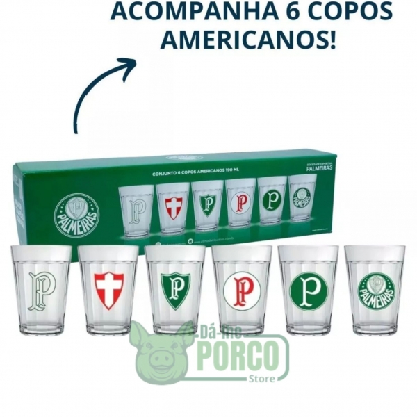 Jogo de Copo Americano 190ml Com 6 Unidades Palmeiras