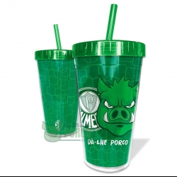 Copo Canudo 550 ml Palmeiras Dá-lhe Porco