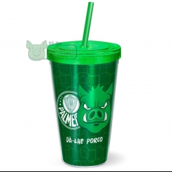Copo Canudo 550 ml Palmeiras Dá-lhe Porco