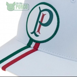 Boné Palmeiras Aba Curva Palestra Bordado Oficial - Branco