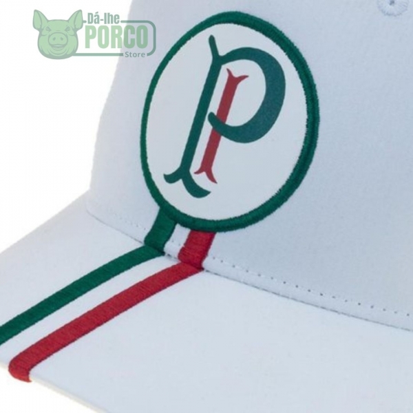 Boné Palmeiras Aba Curva Palestra Bordado Oficial - Branco
