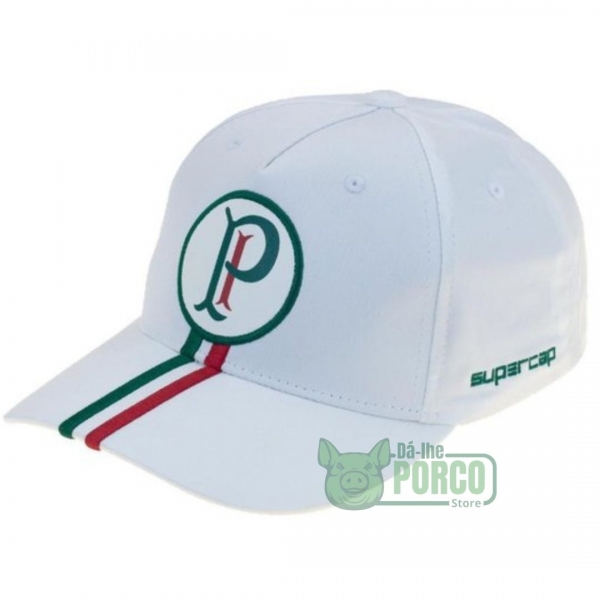 Boné Palmeiras Aba Curva Palestra Bordado Oficial - Branco