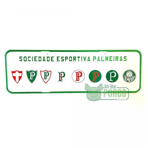 Placa Decorativa Palmeiras Evolução dos Escudos (Branco)