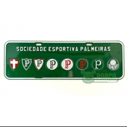 Placa Decorativa Palmeiras Evolução dos Escudos (Verde)
