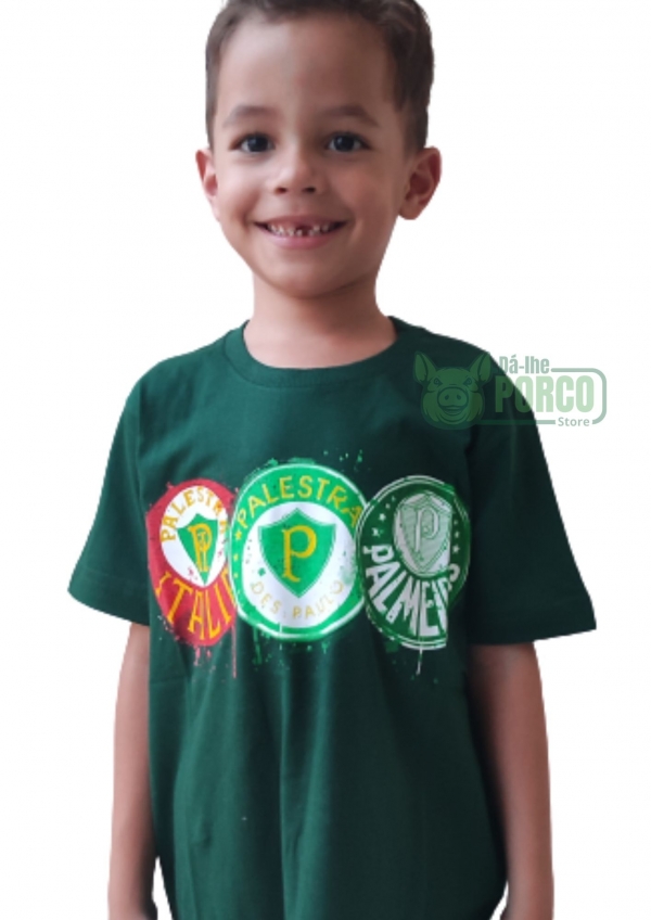 Camisa Infantil Casual Evolução dos Escudos Palmeiras