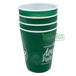 Jogo 4 Copos Plástico 3D 400ml Palmeiras