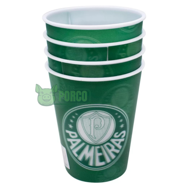 Jogo 4 Copos Plástico 3D 400ml Palmeiras