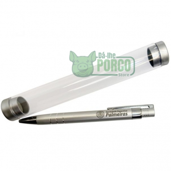 Caneta Prata Com Tubinho Palmeiras
