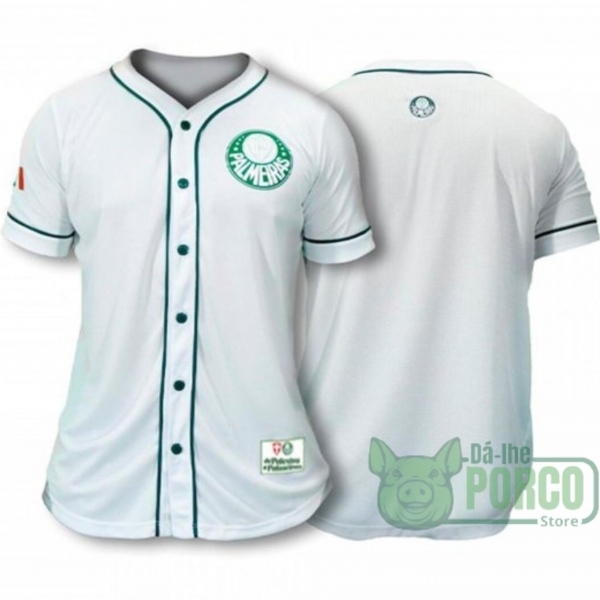 Camisa Baseball Unissex Branca Palmeiras