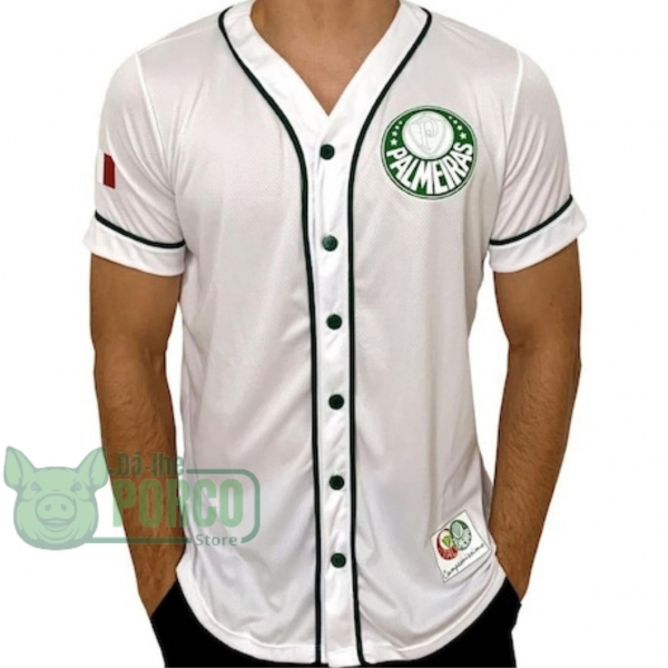 Camisa Baseball Unissex Branca Palmeiras